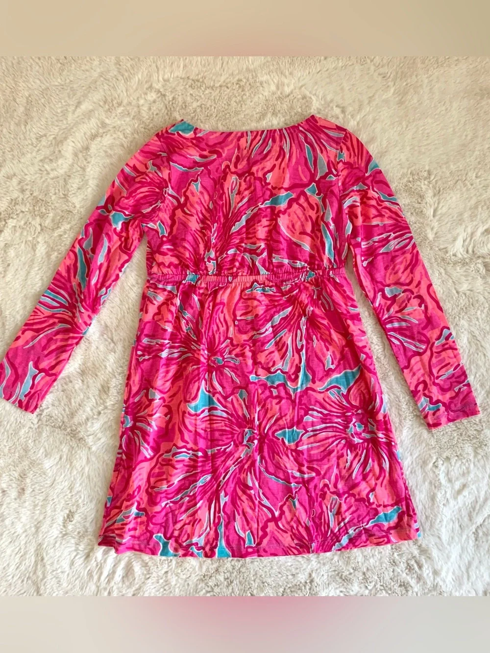 Lilly Pulitzer Girl Pink Floral Dress Medium 6-7 EUC